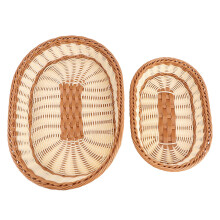 2pcs Handwoven Wicker Storage Basket with Lid, Decorative Woven Fruit Basket for Home Pantry