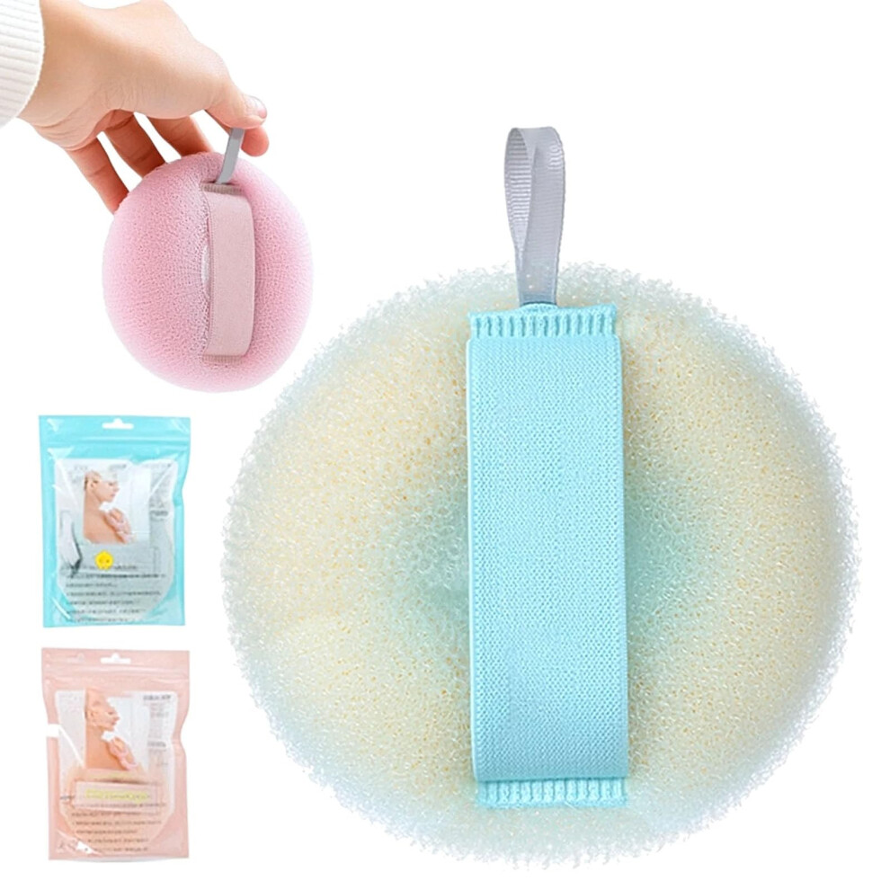 Sunflower Bath Sponge with Suction Cup, Soft Exfoliating Shower Loofah Pouf for Women and Men, Light Greenish Blue