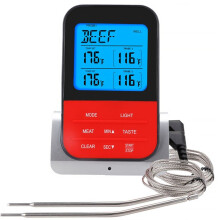 Wireless Meat Thermometer with Dual Probe, 300ft Range Digital BBQ Grill Smoker Oven Thermometer, Silver Base