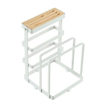 Knife Storage Box with Cutting Board Slot, SpaceSaving Wood and Iron Kitchen Knife Holder