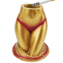 Resin Decorative Ashtray Golden Sexy Lady Design for Home Office Bar Parties Durable and Stylish