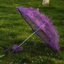 Wedding Lace Umbrella Bridal Parasol with Elegant Vintage Design for Photography and Party Purple