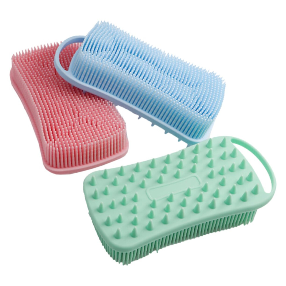 3pcs Silicone Body Scrubber Dual Sided Exfoliating Bath Brush for Gentle Skin Massage