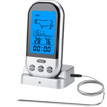 Wireless Meat Thermometer with Dual Probes, Backlit LCD, Stainless Steel for BBQ Grilling Smoking