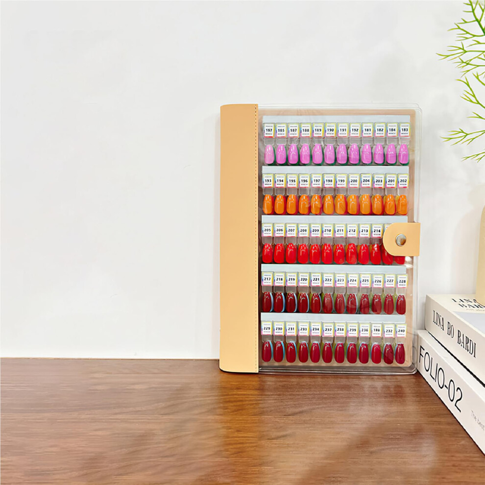 Beige Magnetic Nail Swatch Book 120 Tips With Removable Magnetic Display Organizer For Salon