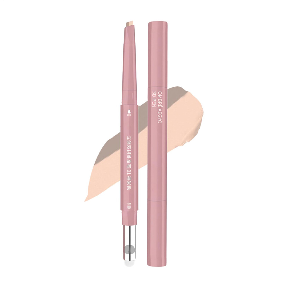 Double Headed Under Eye Highlighter Stick with Concealer, Seamless Blending Brush, Natural Finish 2.5g