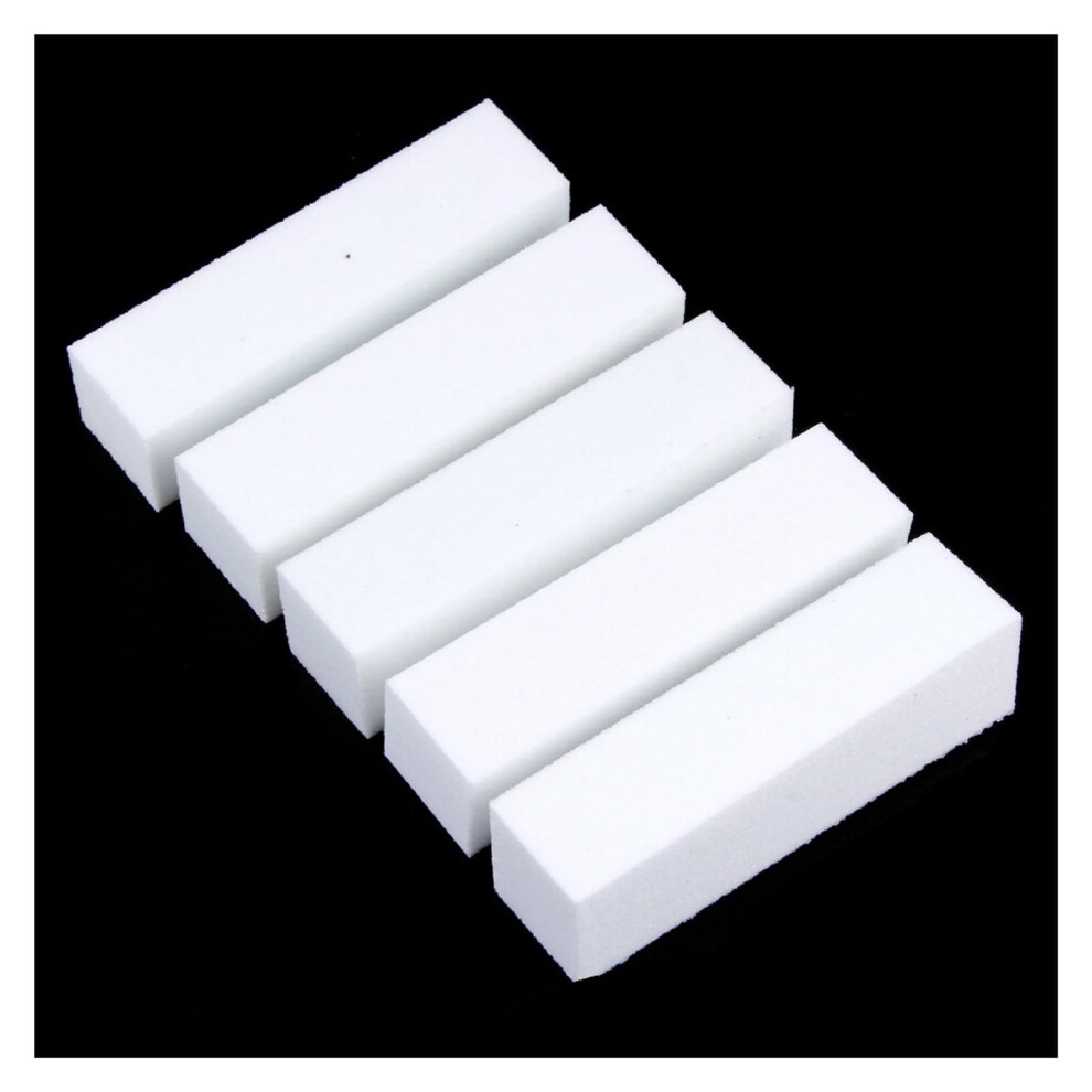 White 5Pcs Professional Nail Buffer Block Set, Durable Nail File Polishing Sponge For Smooth Nail Surface, Salon And Home Use