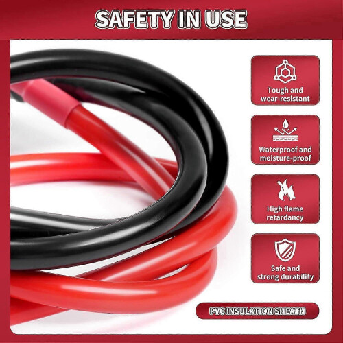 Cabo de bateria 2 AWG 6 peças de 5,9 polegadas em cobre puro com terminais de anel M10 para carro, camião e barco para autocaravanas 2
