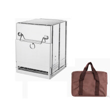 Portable Wood Burning Stove Foldable Stainless Steel for Camping Heating and BBQ with Storage Bag