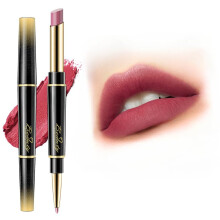 Dual Ended Lip Liner and Lipstick Pen 2 in 1 Waterproof Long Lasting Moisturizing Color 7# Bean Paste