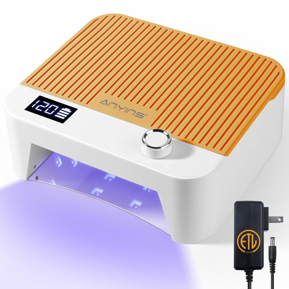 Orange 120W Professional Uv Led Nail Lamp, Cordless Rechargeable Gel Nail Dryer With Smart Sensor And Fast Curing For Home And Salon