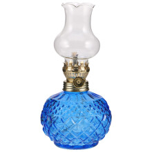 Vintage Oil Lamp with Glass Chimney, Adjustable Flame Kerosene Lantern for Home Decor and Emergency Lighting