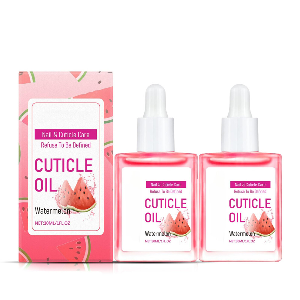 2PCS Watermelon Cuticle Oil for Dry Nails, Vitamin E Nail Serum for Deep Nourishment and