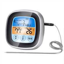 Digital Meat Thermometer with Backlit LCD, Instant Read BBQ Grill Thermometer with Timer and Long Probe for Smoker Oven Cooking