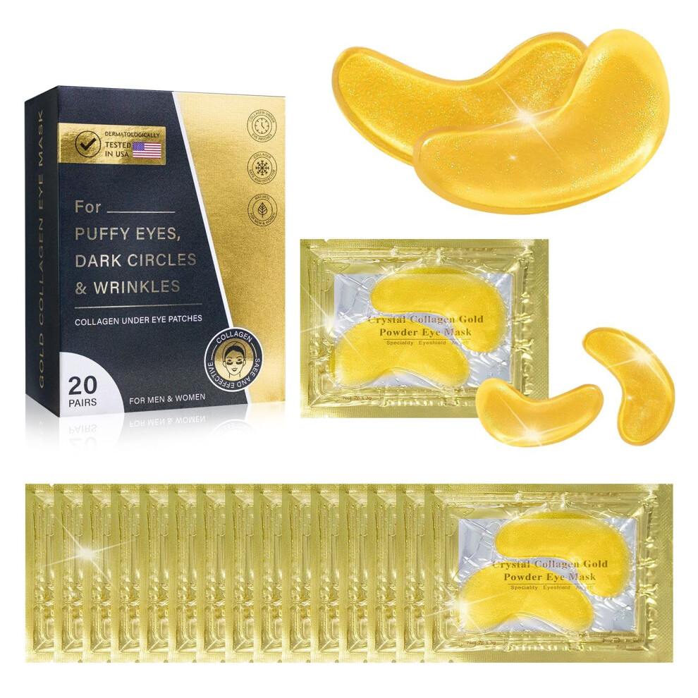 Gold/Dark Under Eye Patches With Collagen And Hyaluronic Acid, Eye Mask For Circles And Puffiness