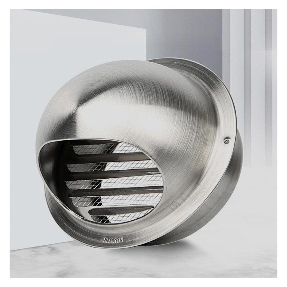 304 Stainless Steel Wall Vent Cover, Round Louvered Cap With Fly Screen, Weatherproof Exhaust For Kitchen/Bathroom 100Mm 9053599867210