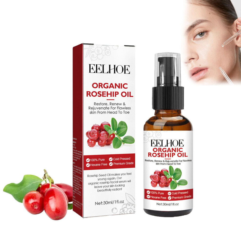 Rose Hip Oil Facial Serum for Deep Hydration and AntiAging Care, Scar Reduction, Radiance Boost