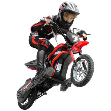 Battery-powered 2-wheeled electric motorcycle adventure suitable for children