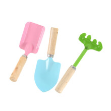 Garden Tools Set with Ergonomic Wooden Handles for Kids Includes Trowel Rake Shovel 2 Sets