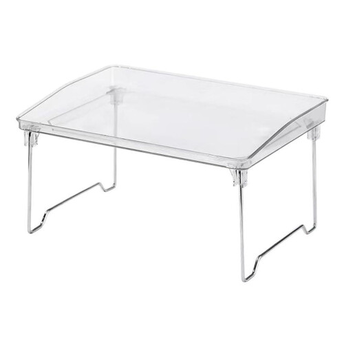 Kitchen Cabinet Organizer Shelf, Stackable TwoTier Pantry Storage Rack with Raised Edges, Clear Plastic