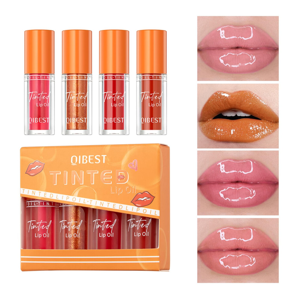 Lip Oil and Liquid Lipstick Set, LongLasting Hydration, Plumping Gloss for Dry Lips, 4 Colors