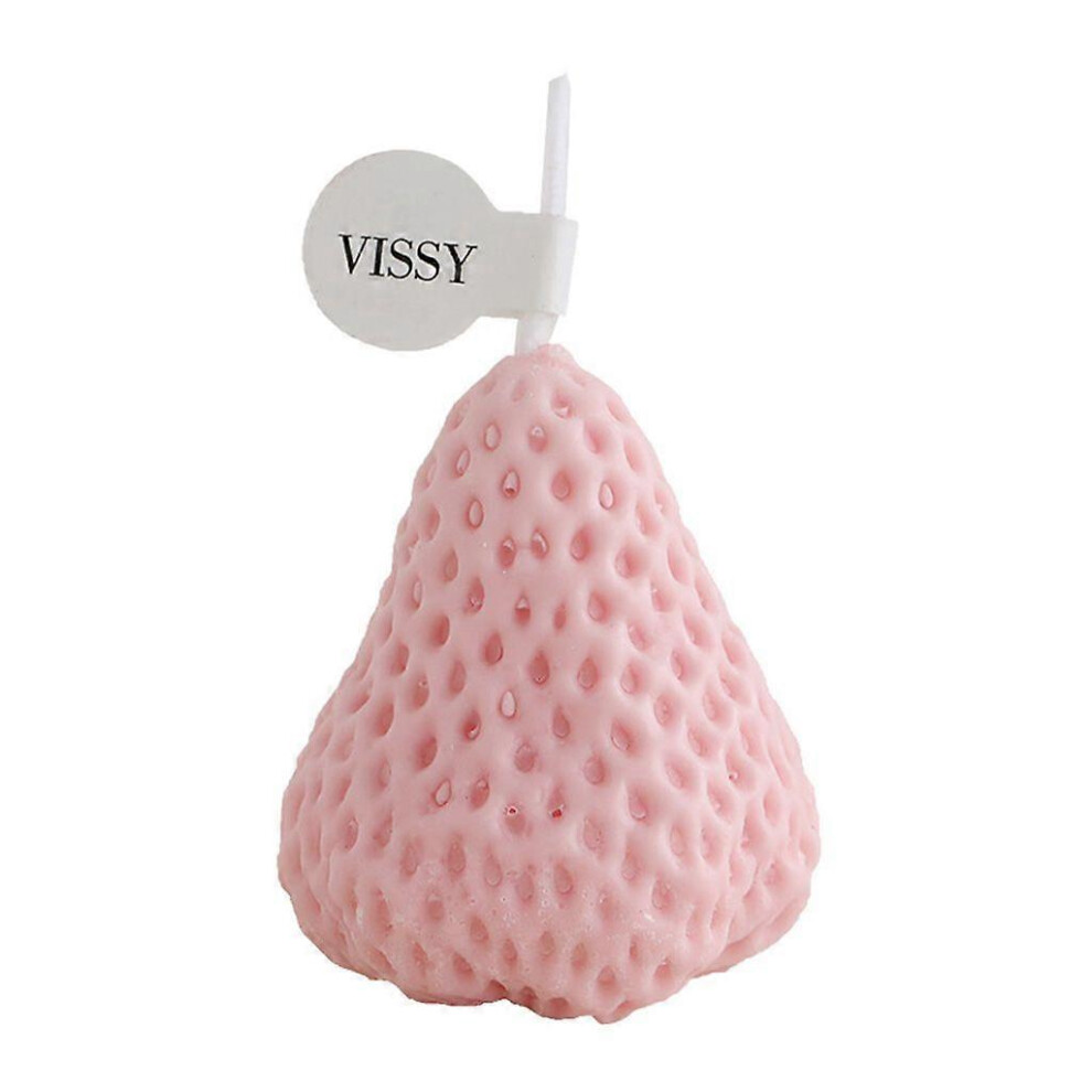 (As Show, Red) Strawberry Shaped Scented Candle Natural Essential Oil Fruit Aroma Soy Wax Decorative Aromatic Candle Wedding Gift 3242242627097