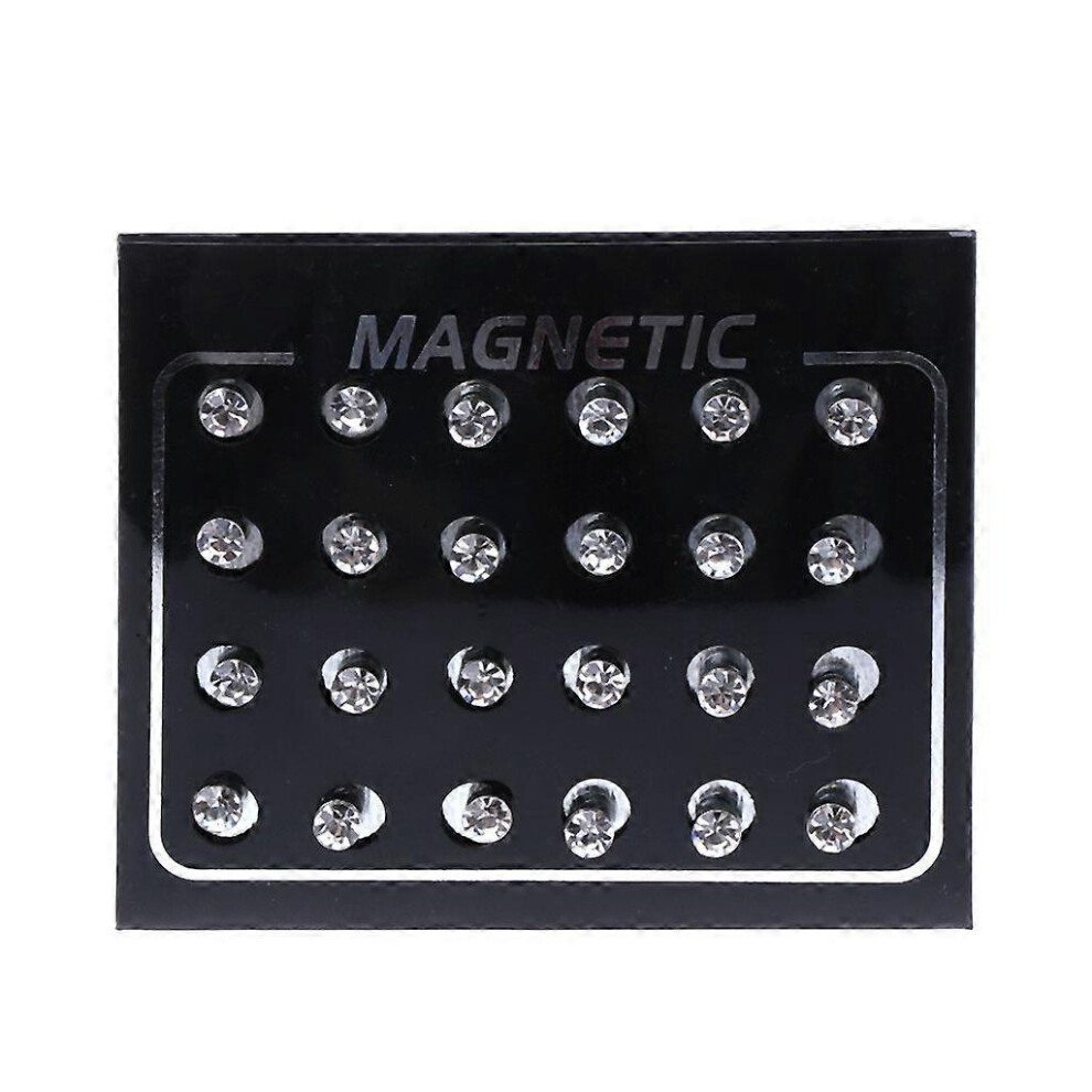 (As Show, One Size) 12-Pair Non Piercing Earring Ear Bone Nail Crystal For Rhinestone Magnetic Clip 5213747868283