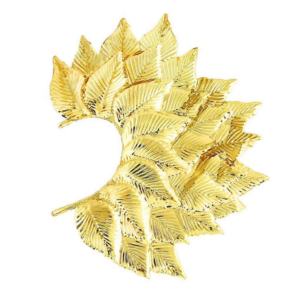 (As Show, Golden) Non Piercing Ears Clip Fashion Big Leaf Earrings Cuff One Side Bib Jewelry Decor 5213747801242