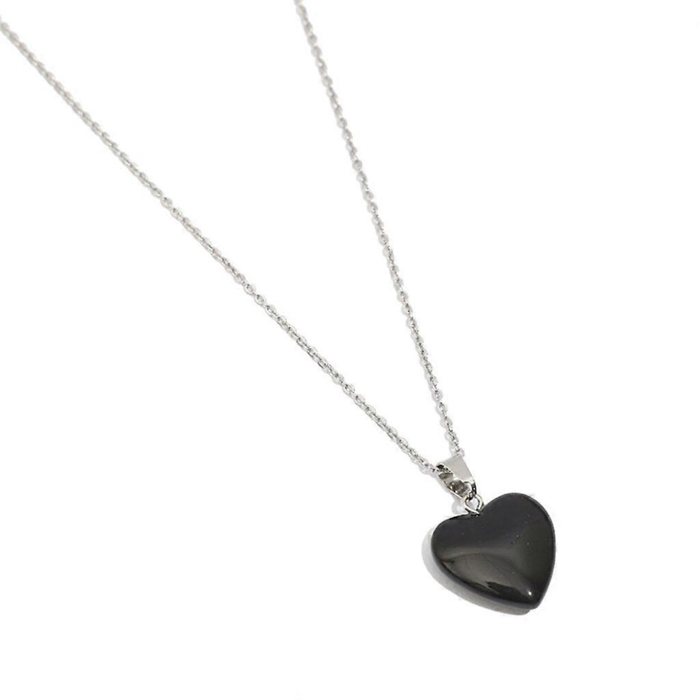 (As Show, One Size) Heart Clavicle Chain Necklace Valentines Day Jewelry Heart Gemstone-Chain 5213747891557