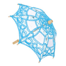 Vintage Lace Wedding Parasol with Wooden Handle Grip for Flower Girl, Party and Photography Prop