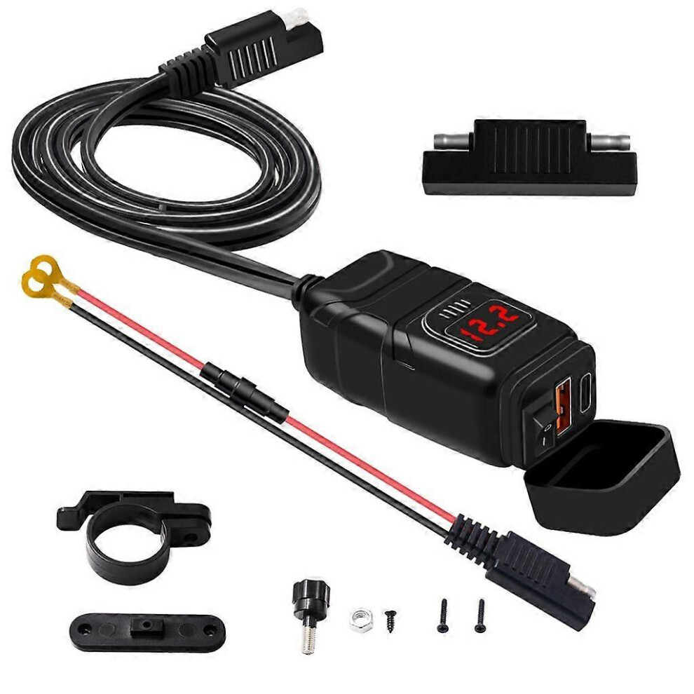 (As Show, One Size) Charging Socket 30W Pd Type-C 18W Qc3.0 Outlet With Switch Voltmeter Waterproof 5213747863318