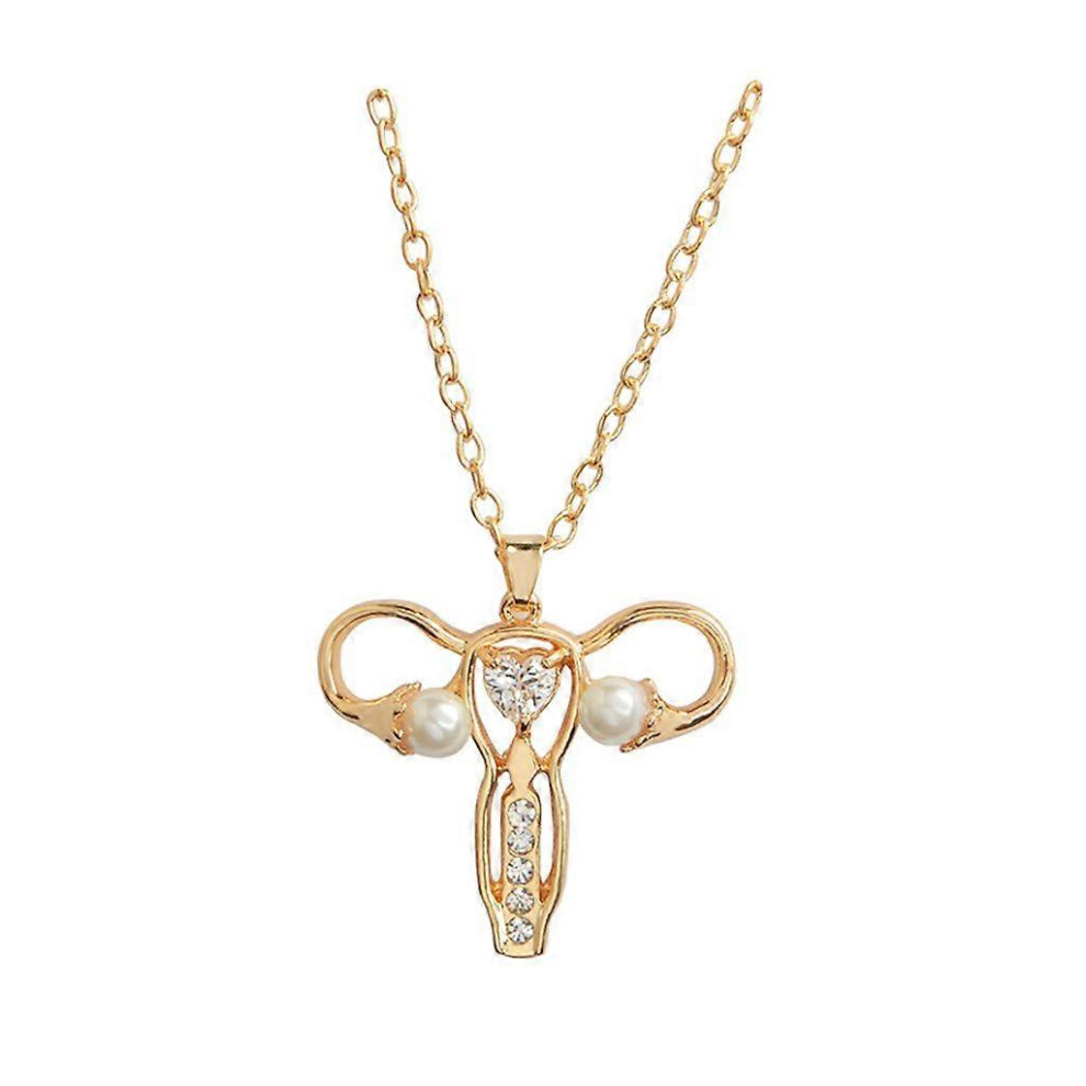 (As Show, One Size) Womb Shape Brooch Pins Uterus Ovary Pendant Necklace Charms Jewelry Decoration 3242242689798