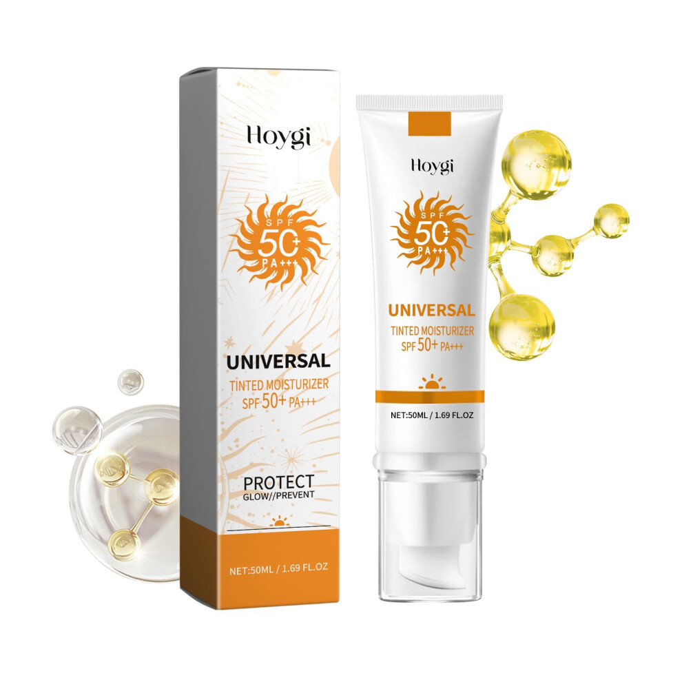 Tinted Sunscreen Moisturizer SPF50 for Face with Collagen and Vitamin E, Sheer Hydrating Formula 1.69 Fl Oz
