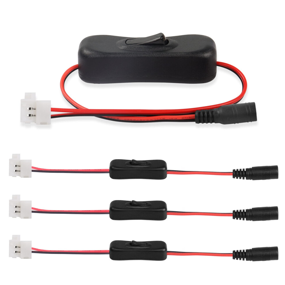 8Mm 2 Pin Led Strip Connector With Switch, Dc 5.5X2.1mm Solderless Clip For 3528 5050 Light Bars, 4 Pack 9053599869092