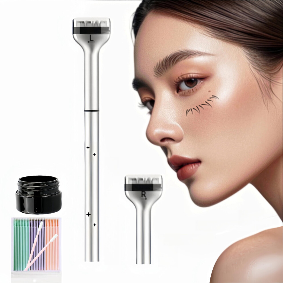 Black 2In1 Waterproof Eyeliner And Lower Lash Stamp Kit For Natural Look, Smudge Resistant Longwear Eyemakeup For Beginners