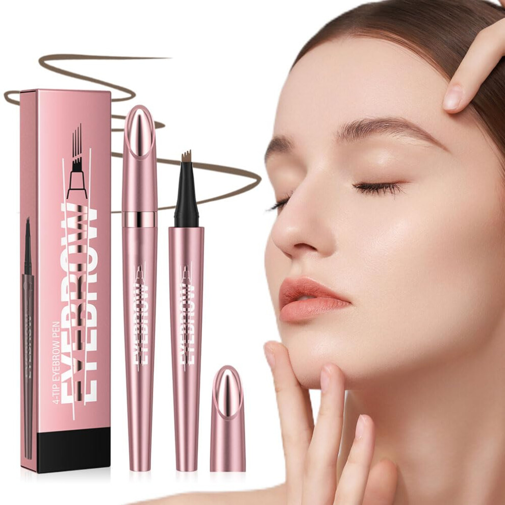 Waterproof Eyebrow Pencil 4 Fork Tip Microblading Pen for Natural Look and Precise Brow Shaping AGray