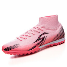 (Pink, 43) Premium Unisex High-Top Soccer Cleats TF/FG, Breathable Anti-Slip Ultra-Durable Football Shoes, Multiple Colors Available