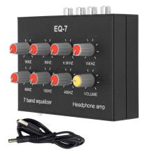 7 Band Audio Equalizer with Bass Adjustment, Dual Interface Stereo Equalizer for Home and Car