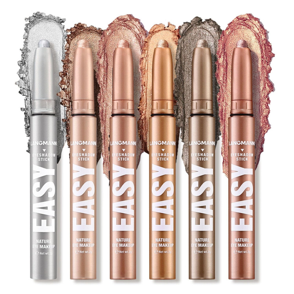 Cream 6 Colors Eyeshadow Stick Set, Waterproof Matte And Shimmer Long Lasting Pigment Eye Makeup Pencils