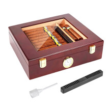 Cigar Humidor with Glass  and Hygrometer,  Spanish Cedar Box for 2030 Cigars