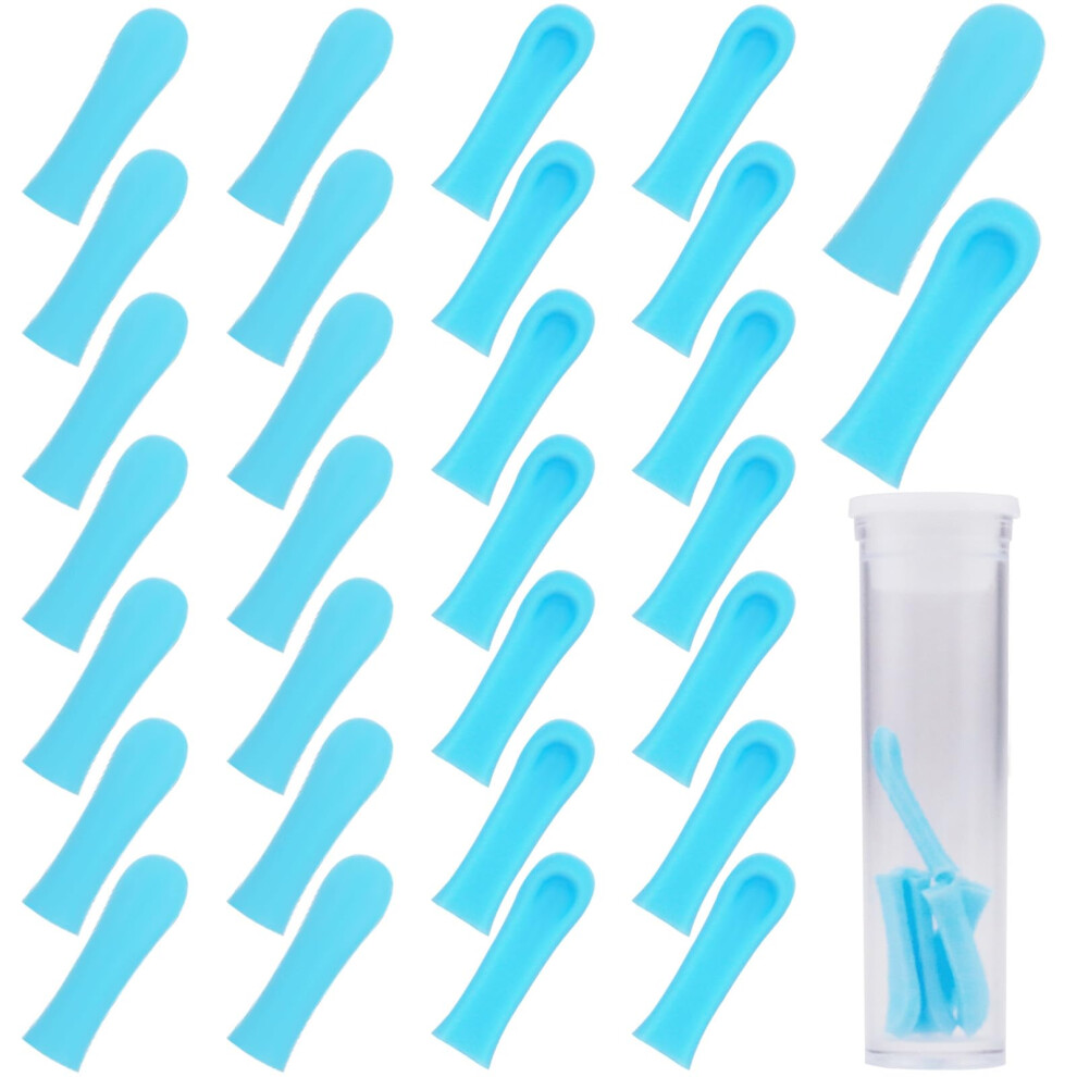 Blue 30 Pcs Reusable Silicone Ear Cleaner Tips For Ear Wax Removal Kit, Soft Waterproof Otoscope Accessories (Blue)