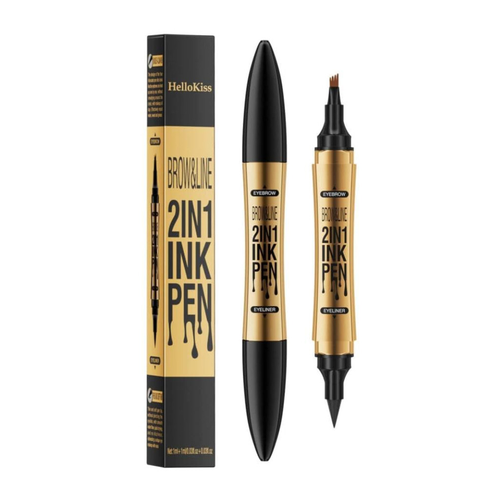 Brown Waterproof Microblading Eyebrow Pencil With 4 Tip Precision, Long Lasting 2 In 1 Brow And Eyeliner Pen Light