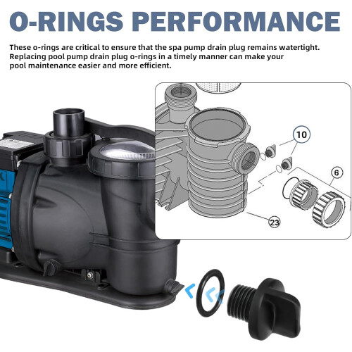 R0446000 Pool Pump Drain Plug with ORing, LeakProof Seal, 2 Pack Replacement for Jandy Spa 2