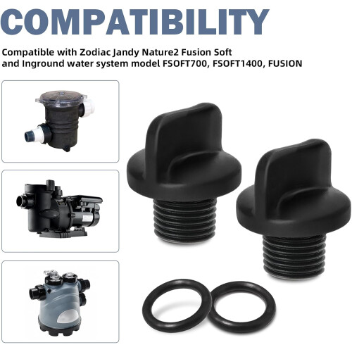 R0446000 Pool Pump Drain Plug with ORing, LeakProof Seal, 2 Pack Replacement for Jandy Spa 1