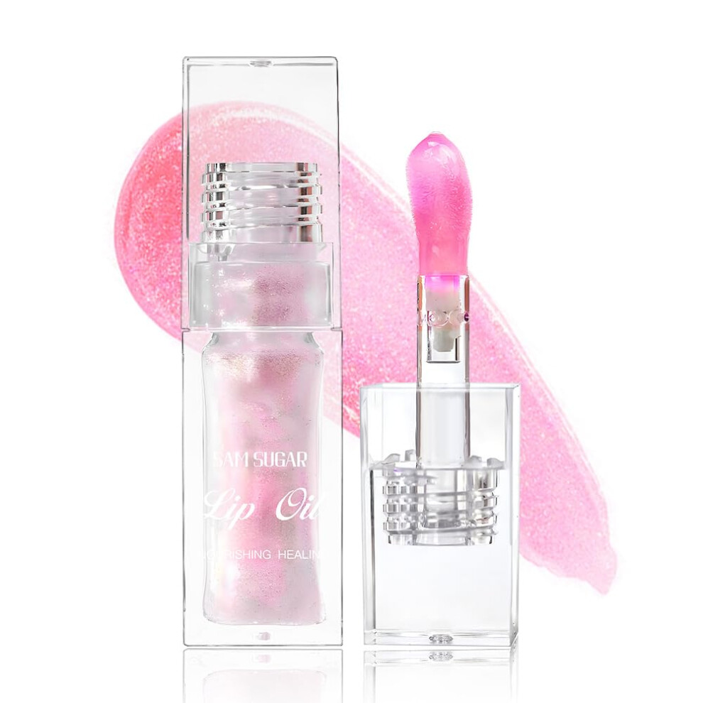 Color Changing Lip Oil, Hydrating Non Sticky Tinted Lip Gloss for Long Lasting Moisture