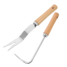2pcs Garden Weeding Tool Set Stainless Steel Hand Weeder with Ergonomic Grip for Root Removal