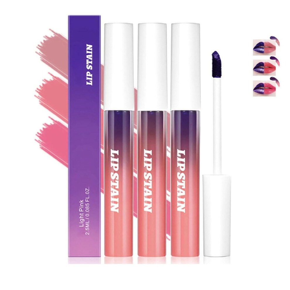 Peel Off Lip Stain Set 3 Pcs, Long Lasting Matte Liquid Lipstick, Waterproof NonStick Lip Tint for Women