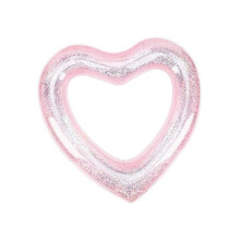 Glitter Heart Shaped Pool Float PVC Swimming Ring for Adults Beach and Summer Party