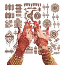 12pcs Temporary Henna Tattoo Kit for Women Lace Pattern Body Stickers Easy Peel Versatile Design