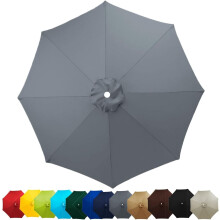Patio Umbrella Canopy Replacement Waterproof Polyester Fabric for 3M 8Rib Garden Parasol Cover Gray